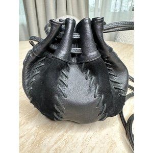 Vintage Saks Fifth Avenue patchwork leather bucket bag